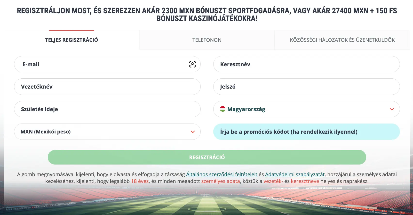 22Bet registration.